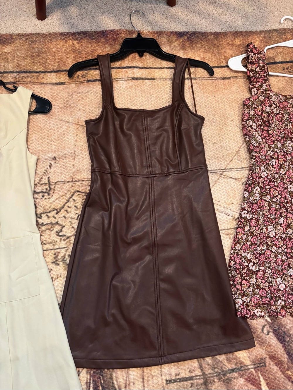 Dry Goods Chocolate Brown Faux Leather Mini Dress
